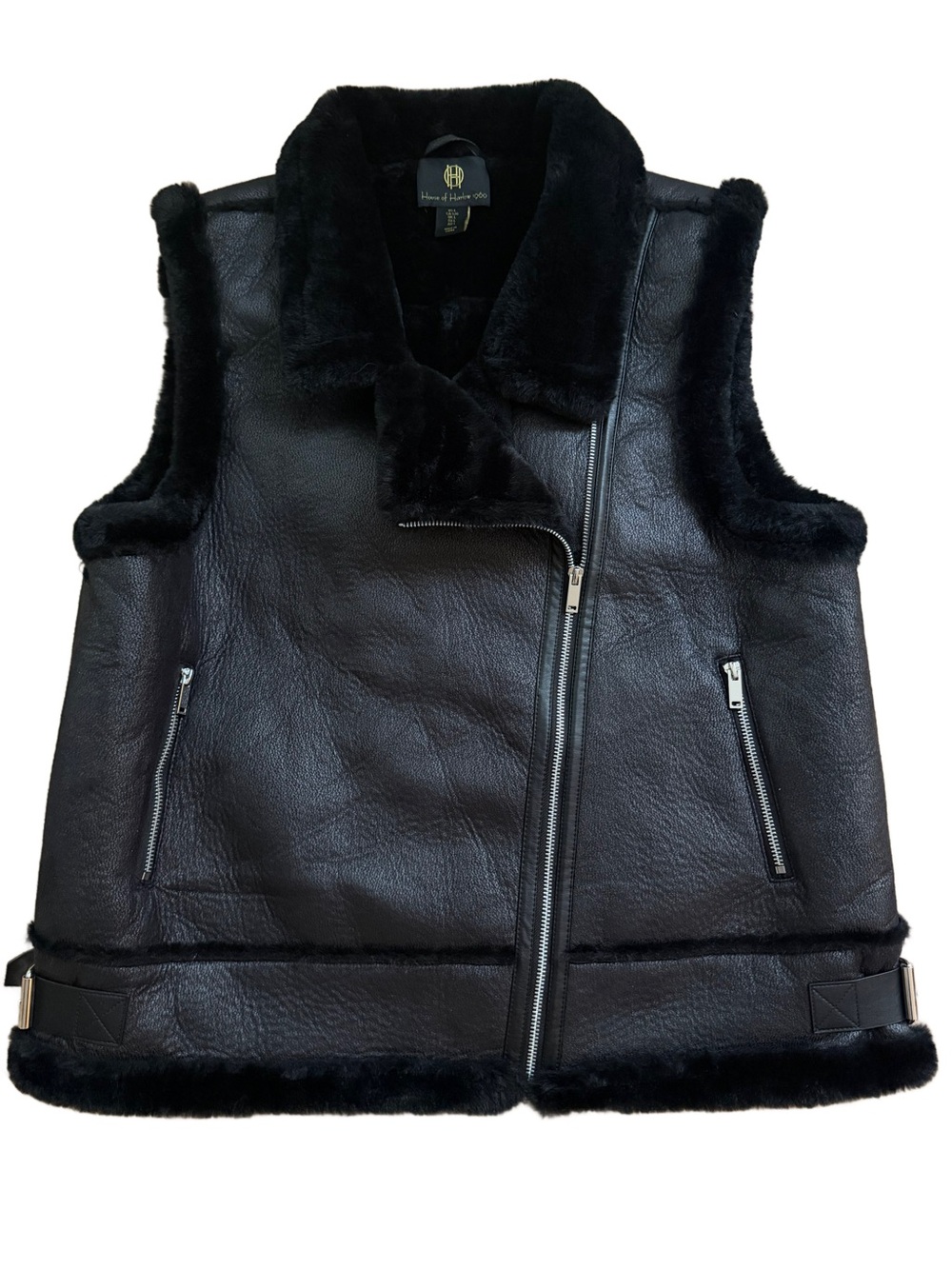 House of Harlow 1960 Black Faux Shearling Vest